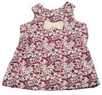 Smotanové kvetinové menšestrové šaty s mašlou H&M