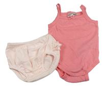 2setr- růžové body+ světlerůžové kalhotky pod šatičky