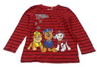 Červeno-tmavomodré pruhované triko s Paw Patrol Nickelodeon