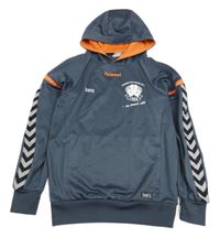 Šedá sportovní mikina s potiskem a kapucí Hummel