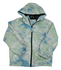 Zeleno-modro-bílá šusťáková jarní bunda s kapucí Pep&Co