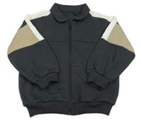 Tmavošedo-bielo-béžová prepínaci mikina s golierikom zn. George