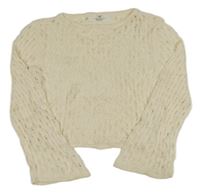 Smotanový perforovaný crop sveter H&M