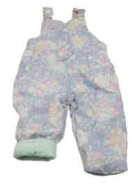 Fialové kvetinové zateplené na traké nohavice