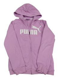 Růžová propínací mikina s logem a kapucí Puma