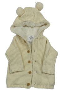 Smetanový zateplený propínací svetr s kapucí F&F