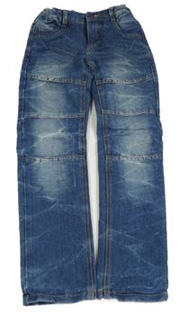 Modré teplákové slim rifle s vyšúchaním C&A