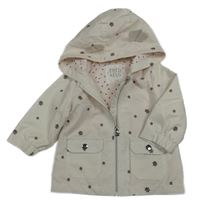 Smotanová kvetinová šušťáková jarná bunda s kapucňou F&F