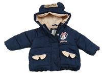 Tmavomodrá šusťáková zimní bunda s Minnie a kapucí Disney