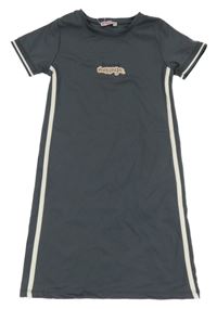 Šedé sportovní šaty s nápisem 
