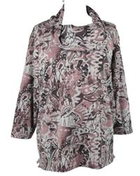 Dámsky sivo-ružový vzorovaný sveter s golierom Tigi