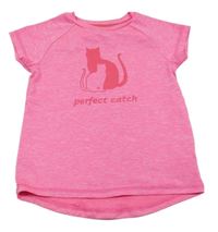 Ružové žíhané športové tričko s mačkou Topolino