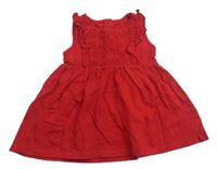 Červené bavlnené šaty s madeirou