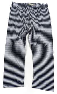 Tmavomodro-biele pruhované capri legíny H&M