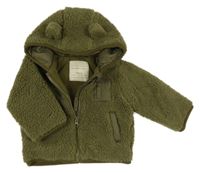 Khaki huňatá zateplená bunda s kapucňou zn. Matalan