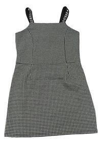 Čierno-svetlosivé vzorované úpletové šaty s nápismi C&A