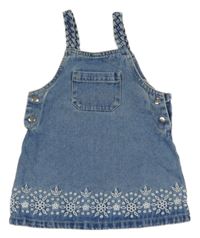 Modré rifľové šaty s vreckom a výšickami Matalan