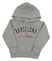 Sivá mikina s vlajkou, nápisom a kapucňou