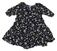 Tmavomodro-farebné kvetované šaty Dopodopo