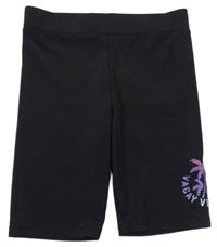 Čierne elastické legínové kraťasy s palmami a nápisom H&M