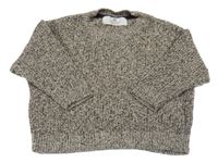 Béžovo-čierny melírovaný oversize sveter H&M