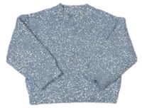 Světlemodro-strieborný chlpatý trblietavý oversize sveter Matalan