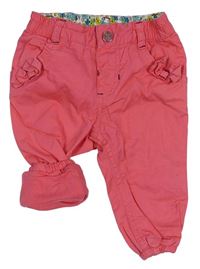 Ružové plátenné podšité cuff nohavice