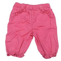 Ružové plátenné cuff nohavice