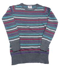 Tmavošedo-farebný pruhovaný sveter Yigga