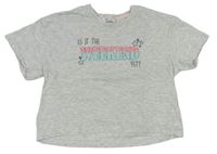 Sivé melírované crop tričko s nápisom New Look