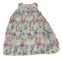 Biele šifónové plisované šaty s motýly a květem H&M