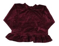 Tmavoružová zamatová mikina zn. Mothercare