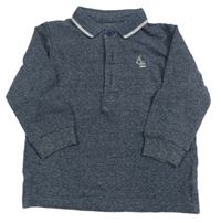 Tmavomodré melírované polo tričko s bágrom Matalan