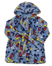 Světlemodrý chlupatý župan s Mickeym a kapucí Disney