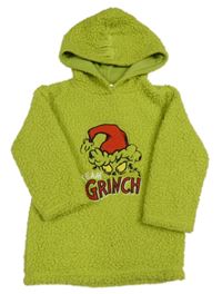 Limetková huňatá mikina s Grinchem a kapucňou