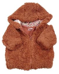 Rezavá huňatá podšitá bunda s kapucí F&F