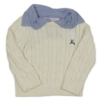 Smotanový copánkový sveter so všitou košilí Minoti