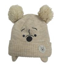 Béžová pletená zateplená čapica s medvídkem Pú Disney