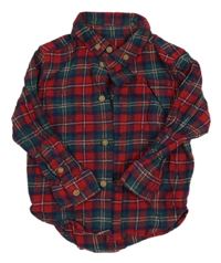 Červeno-barevná kostkovaná flanelová košile Matalan