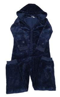 Tmavomodrá chlupatá kombinéza s kapucí - Harry Potter 