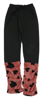 Černo-růžové legíny se srdíčky Shein