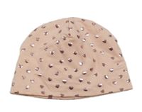 Svetloružová bavlnená čapica so srdiečkami