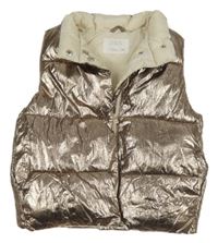 Bronzová šusťáková prošívaná zateplená vesta Zara