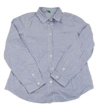 Levandulovo-biela kockovaná košeľa Benetton