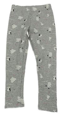 Šedé melírované zateplené legíny s pejsky Pocopiano