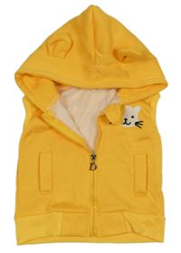 Žltá tepláková vesta s mačkou