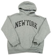 Sivá mikina s nápisom a kapucňou H&M