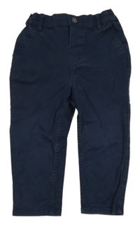 Tmavomodré plátěné kalhoty H&M