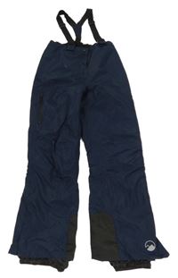 Tmavomodré šusťákové funkční oteplovačky s odepínacími kšandami Crivit