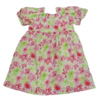 Biele plátenné kvetované šaty Primark